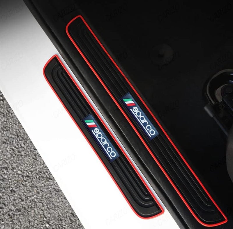 CARIZO Door Sill Plate Protectors Guards Sill Scuff Cover Panel Step Protector (Sparco, Pack of 4) Compatible with Hyundai Venue - Image 3
