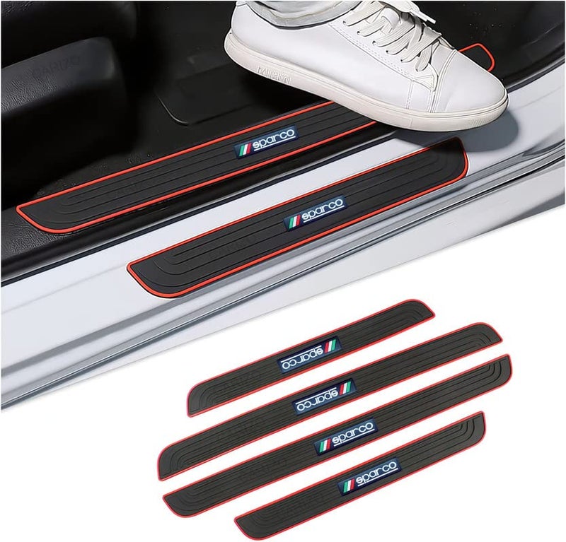CARIZO Door Sill Plate Protectors Guards Sill Scuff Cover Panel Step Protector (Sparco, Pack of 4) Compatible with Hyundai Venue - Image 2