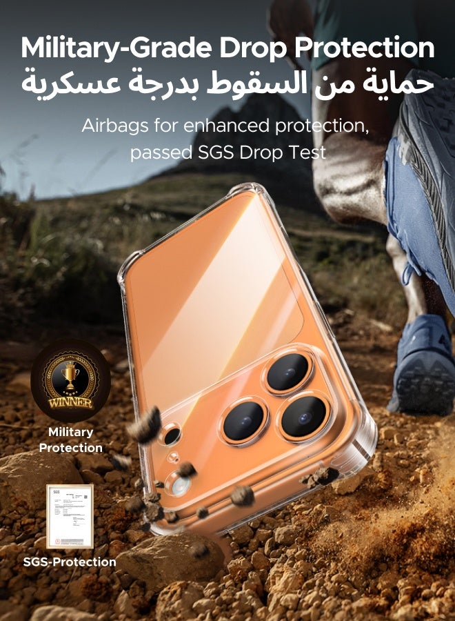 يو جرين جراب واقيان للشاشة 3 في 1 لهاتف آيفون 17 برو، مزود بأربع وسائد هوائية على شكل حرف L، حماية عسكرية، شفاف للغاية، غطاء مقاوم للصدمات لهاتف iPhone، مع واقي شاشة فائق الدقة من قطعتين، جراب نحيف لهاتف 17 Pro مقاس 6.3 بوصة - Image 4