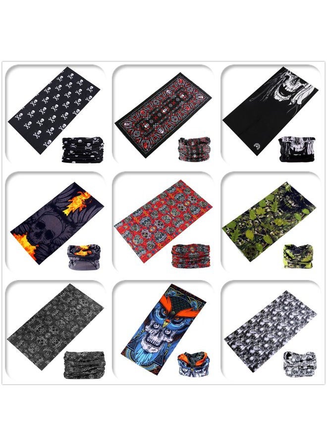 KINGREE 9PCS Face Mask Bandanas Headband Head Wrap Scarf Neck Warmer Headwear Balaclava for for Dust Sun Wind (Devil Series) - Image 2