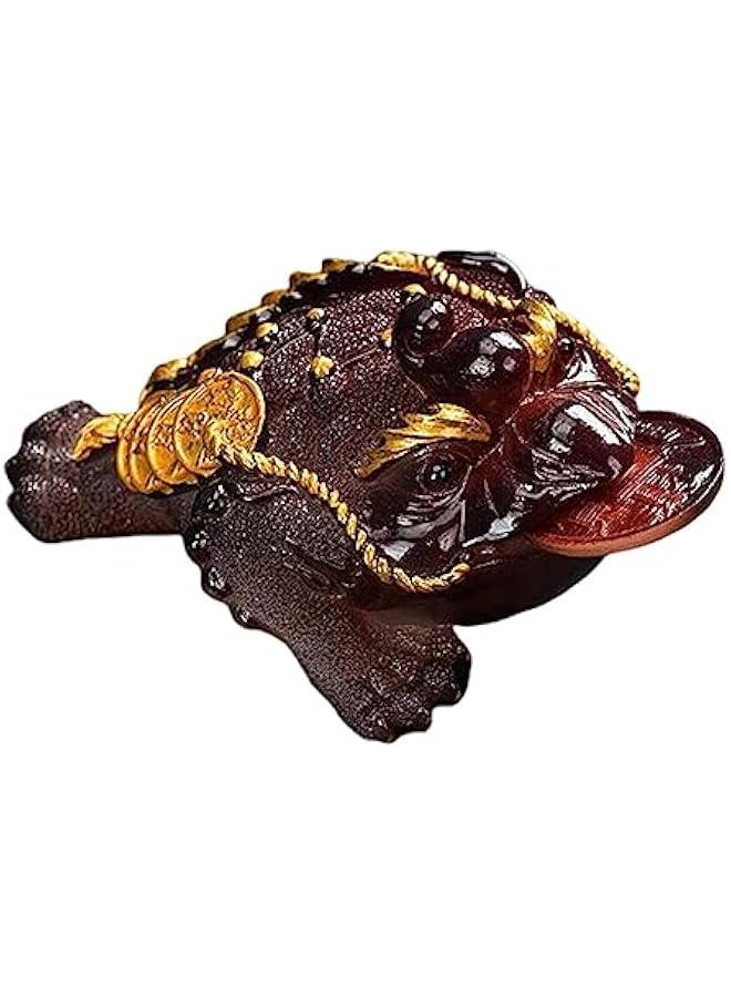Changing Color Toad Figurine Tea Pet Ornament Three Legged Animal Figurine Chinese Money Frog Statue Tea Tray Decoration for Household, Red Color L - Image 1