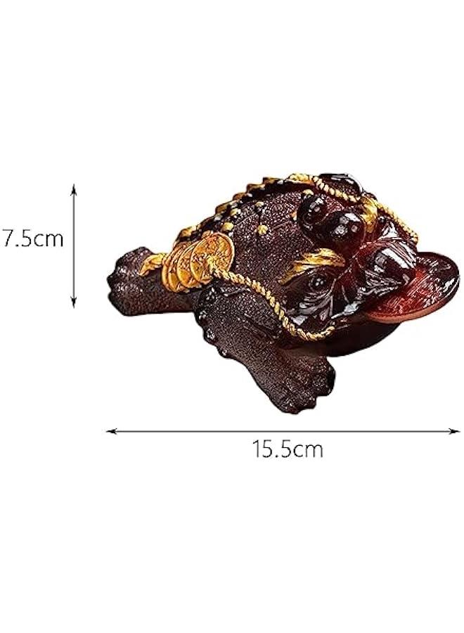 Changing Color Toad Figurine Tea Pet Ornament Three Legged Animal Figurine Chinese Money Frog Statue Tea Tray Decoration for Household, Red Color L - Image 2