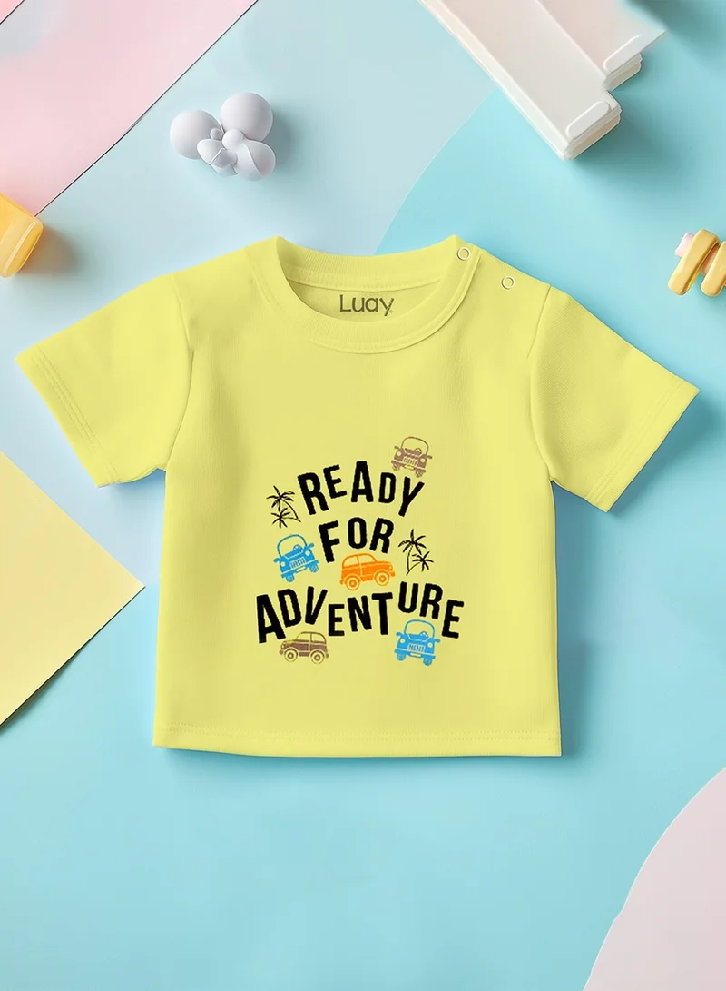 Luay Blue,Yellow 100% Organic Cotton Baby Boy & Girls Clothing Set Short Sleeve Kids Clothes Boys & Girls Toddler Short Set Cute Animal Print Combo Pack Of 2 Top and Shorts Outfit For New born  | Best Price UAE
