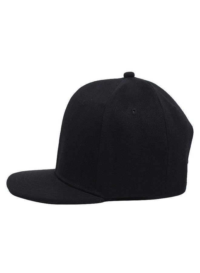 Boolavard Classic Snapback Hat Cap Hip Hop Style Flat Bill Blank Solid Color Adjustable Size (Black) - Image 4