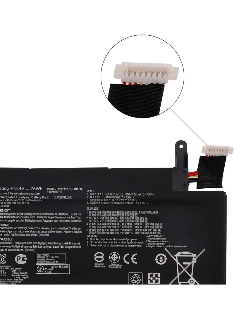 Terabyte بطارية لابتوب C41N1716 متوافقة مع ASUS ROG Strix GL703GS S7BS S7BS8750 GL703GM Scar Edition GL703GM-NS73 - Image 3
