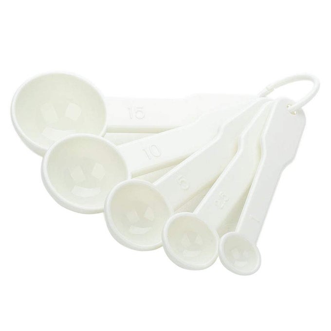 5 IN 1 WHITE PLASTIC 1G 25G 5G 10G 15G MEASURING SPOONS SET KITCHEN BAKING TOOLS