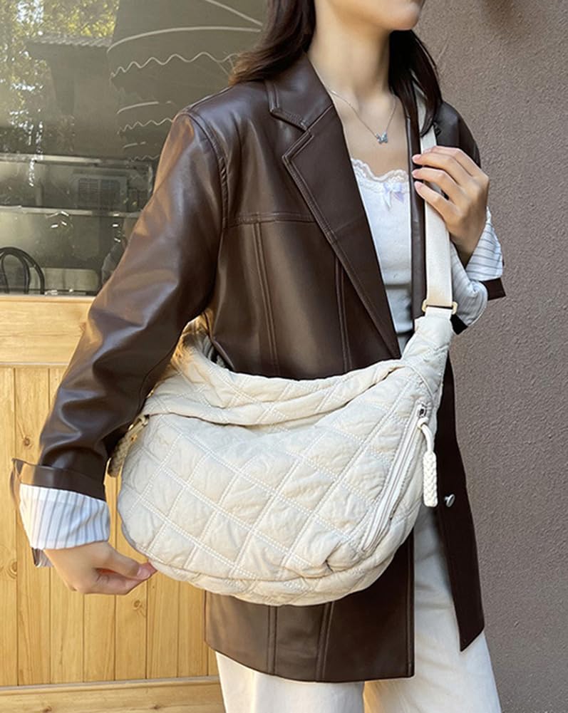 EMGILL 2026 Women's Crescent Puffer Tote Bag Lightweight Quilted Nylon Shoulder Bag Casual Crossbody Purse for Work Travel - Image 3