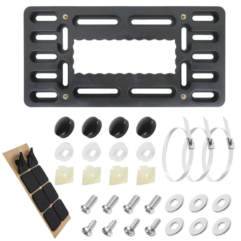 Tioollev License Plate Bracket Holder Front License Plate Bracket No Drill Front Plate Mount Licenses Plates Brackets Bumper License Plate Covers with Anti Theft Stainless Steel Screw Bolt Caps - Image 3