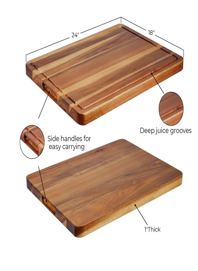 BEZIA 24 x 18 Inch XXL Countertop Cutting Boards - BEZIA Extra Large Chopping Board for Kitchen - Meat Cutting Board for BBQ - Turkey Carving Board - Extra Large Charcuterie Board with Handles, Juice Groove - Image 2