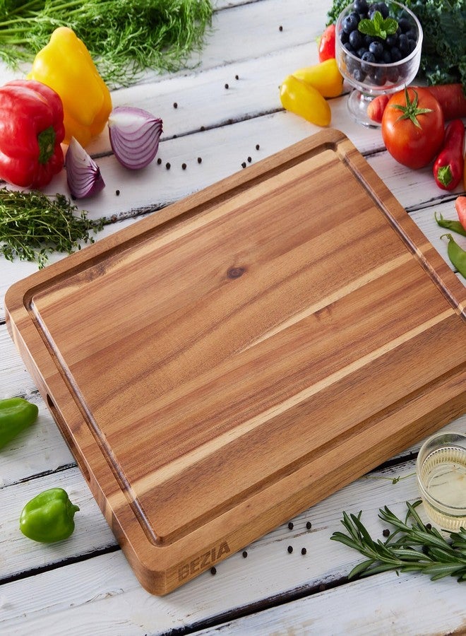 BEZIA 24 x 18 Inch XXL Countertop Cutting Boards - BEZIA Extra Large Chopping Board for Kitchen - Meat Cutting Board for BBQ - Turkey Carving Board - Extra Large Charcuterie Board with Handles, Juice Groove - Image 4
