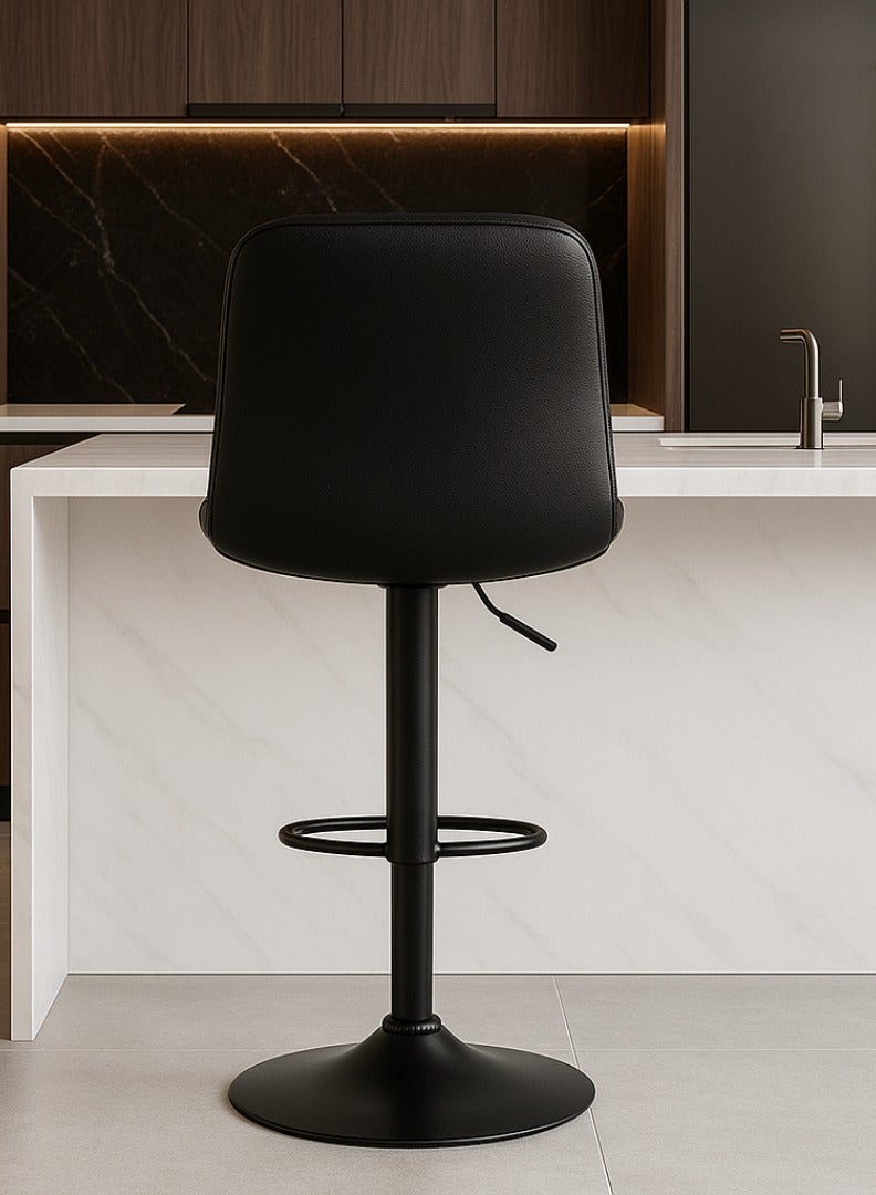 Lunara 360° Swivel Cafe Bar Stool Chair Adjustable Counter Height with Backrest (Black)