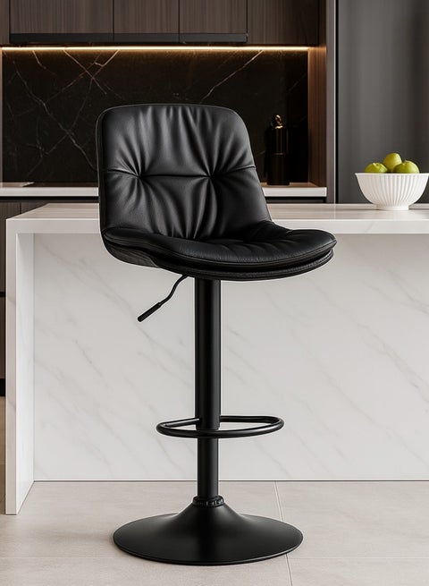 Lunara 360° Swivel Cafe Bar Stool Chair Adjustable Counter Height with Backrest (Black)