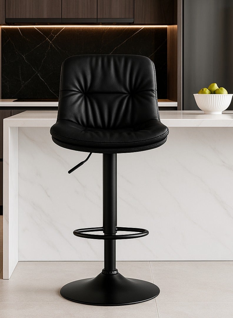 Lunara 360° Swivel Cafe Bar Stool Chair Adjustable Counter Height with Backrest (Black)
