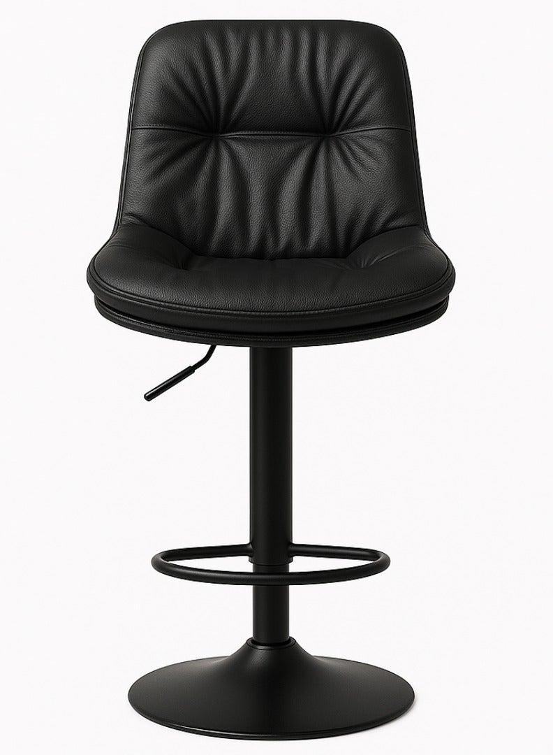 Lunara 360° Swivel Cafe Bar Stool Chair Adjustable Counter Height with Backrest (Black)