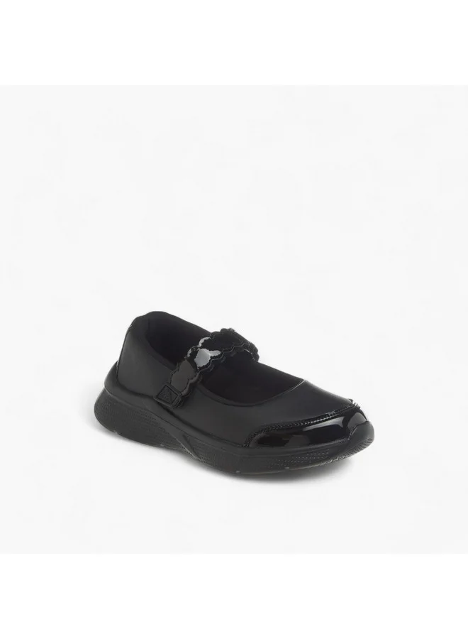 كابا Girls' Solid School Shoes with Hook and Loop Closure
