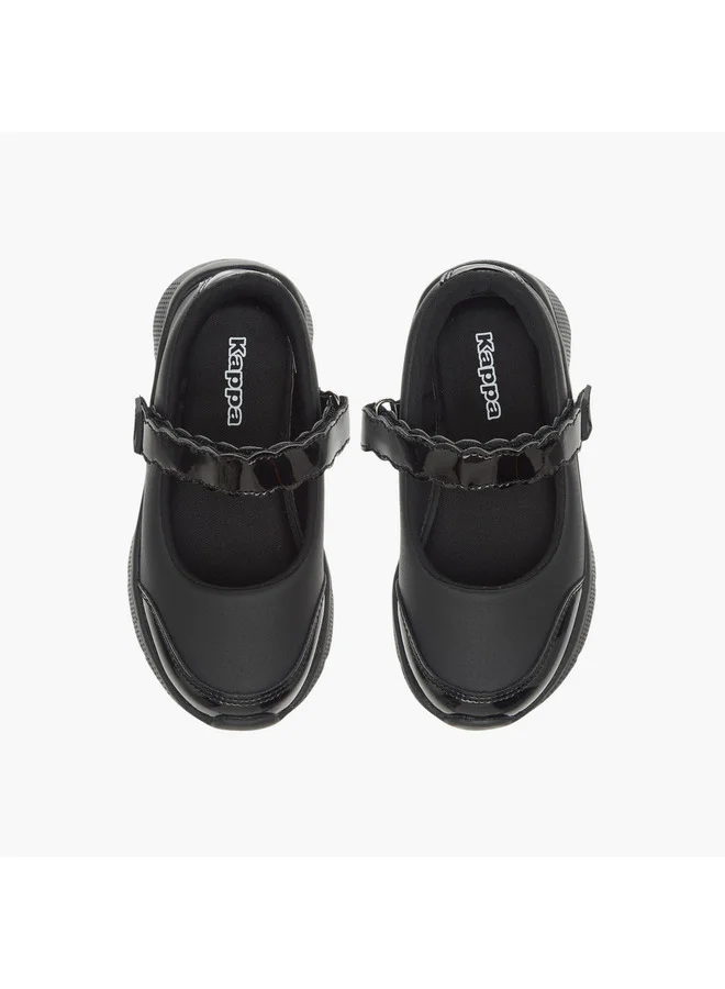 كابا Girls' Solid School Shoes with Hook and Loop Closure