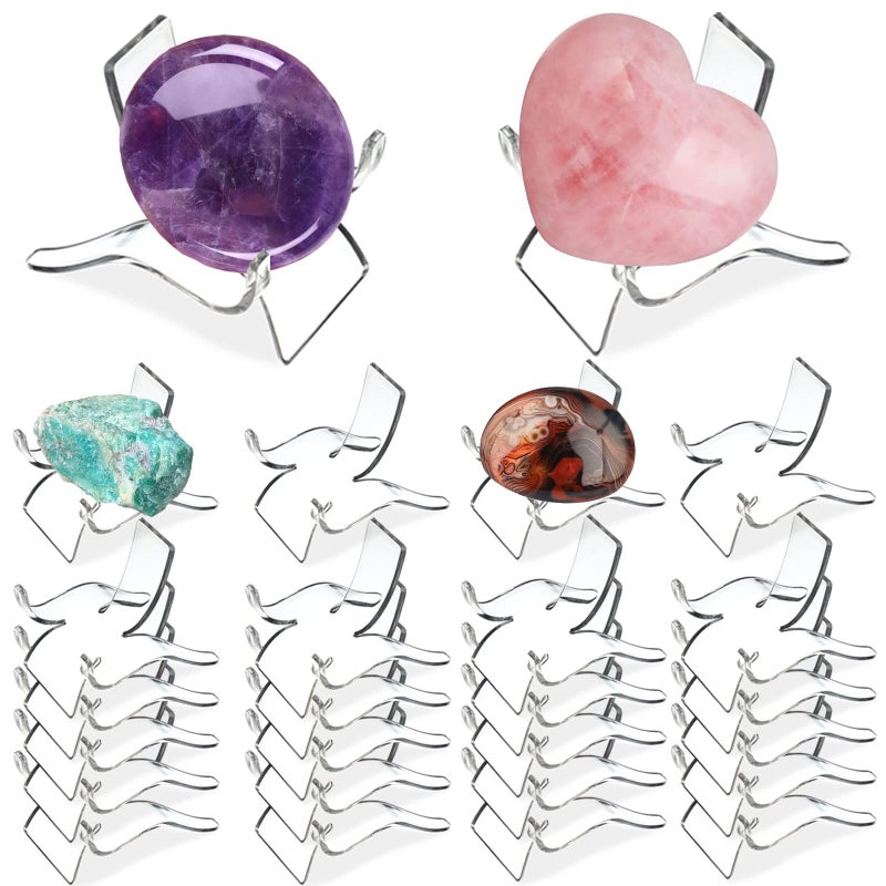 24 PCS 22 x 169 x189 inch Crystal Display StandAcrylic Rock Display standsClear Display Easel Stands Pedestal for Crystal Geodes Rock Mineral Agate Fossil Coral crystalgemstone Small Collectibles Display Stands Medium