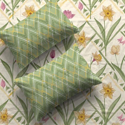 Urban Space Divine 100% Cotton Bedsheet for Double Bed with 2 Pillow Covers, Double Bedsheet (Size 90 x 100 inches, Spring Sage Green) - Image 5