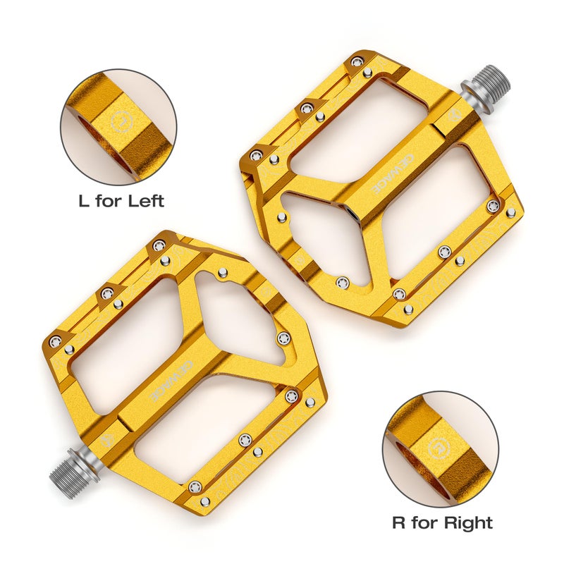 GEWAGE Road/Mountain Bike Pedals -Non-Slip Bicycle Flat Pedal Aluminum 9/16" - 3 Sealed Bearing Lightweight Platform Pedal for Road Mountain BMX MTB Bike - Image 5