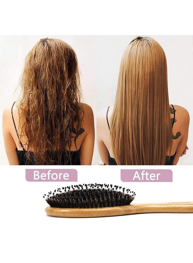 Bsisme Hair Brush Comb Set Boar Bristle Hairbrush For Curly Thick Long Fine Dry Wet Hairbest Travel Bamboo Paddle Detangler Detangling Hair Brushes For Women Men Kids Adding Shine Smoothing Hair - Image 4