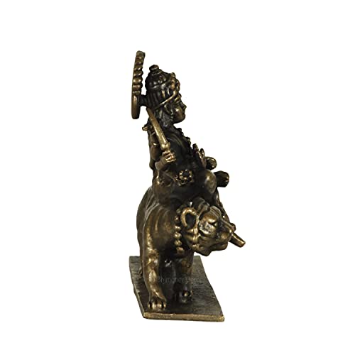 Bhimonee Decor Copper Handmade Durga MATA Idol | Chamundeshwari Sherawali MATA Murti | 2.6-Inch Hindu Goddess Statue for Home Temple, Office Desk & Spiritual Decor | Auspicious Gift for Good Luck - Image 5