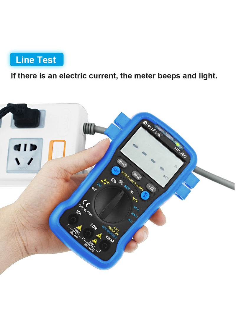 HoldPeak - Digital Multimeter HP-39C 6000 Counts AC/DC Voltmeter NCV Measure AC/DC Current & Voltage Temperature Capacitance True RMS Multimeter - Image 1