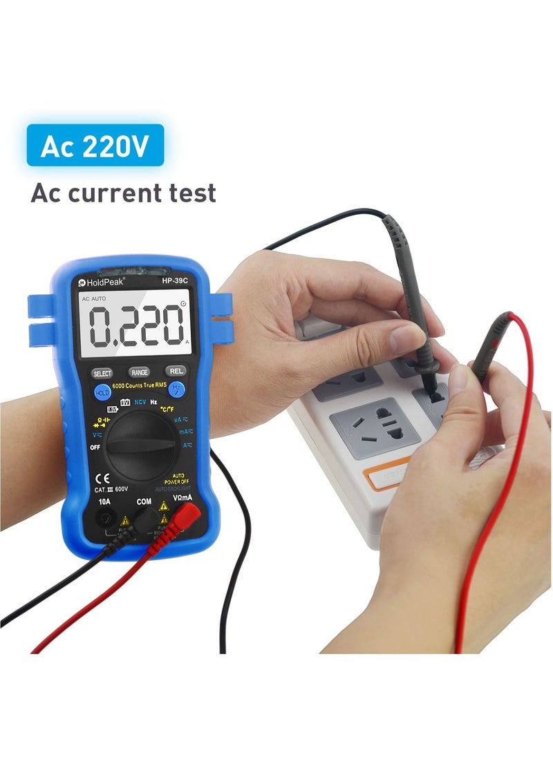 HoldPeak - Digital Multimeter HP-39C 6000 Counts AC/DC Voltmeter NCV Measure AC/DC Current & Voltage Temperature Capacitance True RMS Multimeter - Image 1