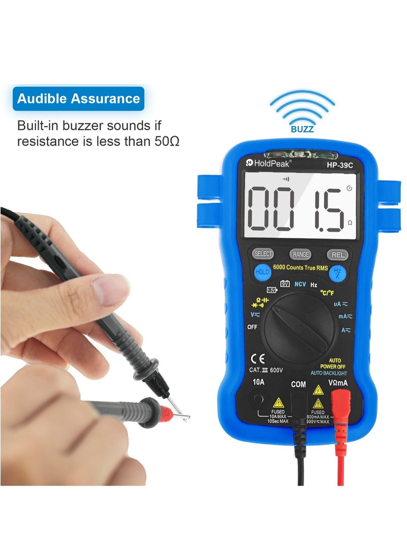 HoldPeak - Digital Multimeter HP-39C 6000 Counts AC/DC Voltmeter NCV Measure AC/DC Current & Voltage Temperature Capacitance True RMS Multimeter - Image 1