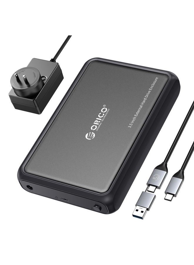 ORICO 3.5 Hard Drive Enclosure SATA to USB C for 3.5" 2.5" Seagate Samsung WD Crucial SanDisk HDD SSD, ABS+Metal Shell, Support UASP&Trim Up to 20TB, Carry 2-in-1 USB C to USB C/A Cable (DDL35C3) - Image 1