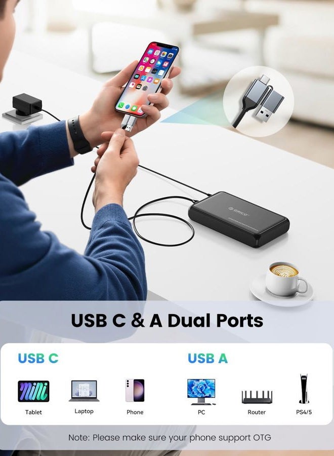 ORICO 3.5 Hard Drive Enclosure SATA to USB C for 3.5" 2.5" Seagate Samsung WD Crucial SanDisk HDD SSD, ABS+Metal Shell, Support UASP&Trim Up to 20TB, Carry 2-in-1 USB C to USB C/A Cable (DDL35C3) - Image 2