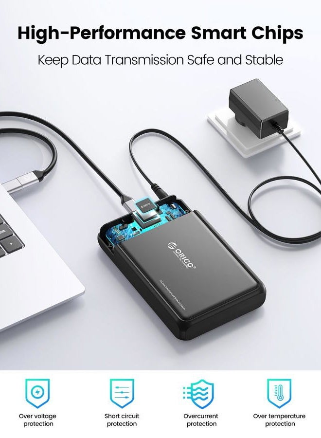 ORICO 3.5 Hard Drive Enclosure SATA to USB C for 3.5" 2.5" Seagate Samsung WD Crucial SanDisk HDD SSD, ABS+Metal Shell, Support UASP&Trim Up to 20TB, Carry 2-in-1 USB C to USB C/A Cable (DDL35C3) - Image 4