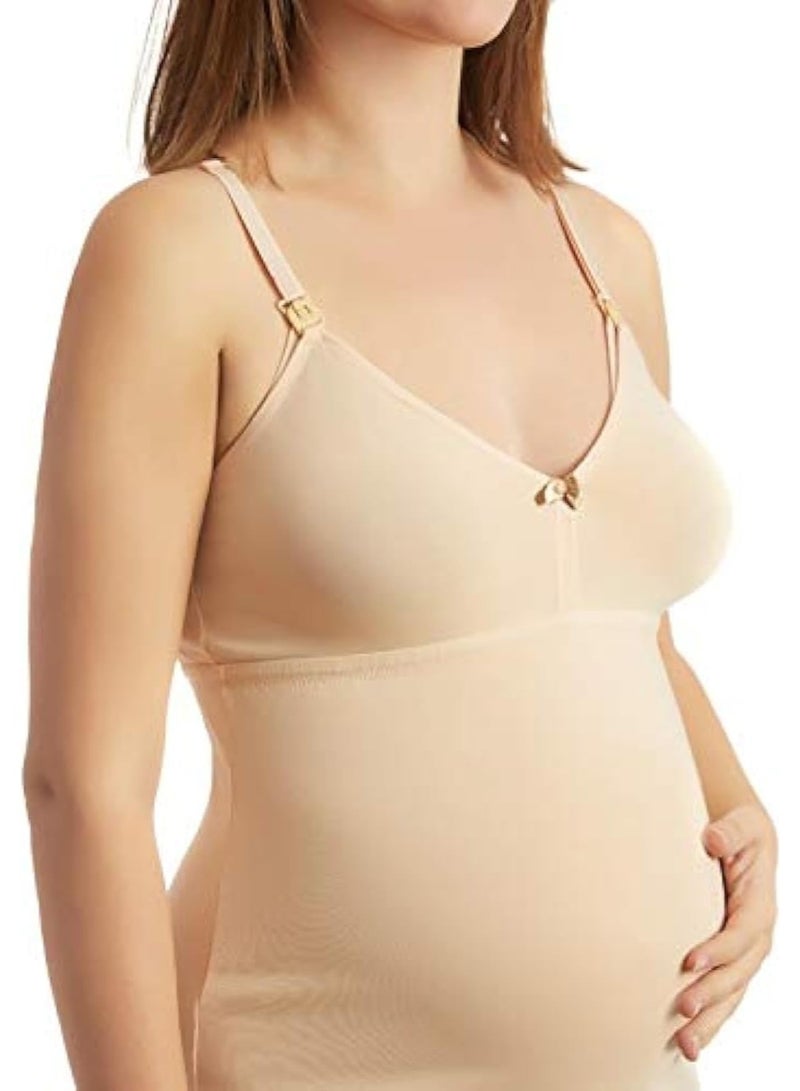 Funna Women's Nursing Vest,Pregnancy Slim Fit Vest Top For Mom,Ladies Free Nursing Size-XL and Color Rose Cream - Image 3