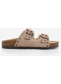 MARJIN Women's Leather Trocque Buckled Daily Suede Slippers Nivor  - Image 2