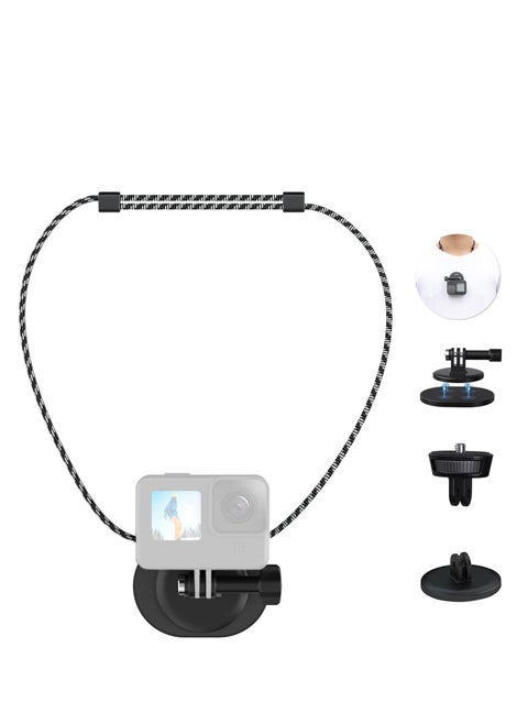 SYOSI Magnetic Neck Selfie Holder Action Camera Mount Quick Release Plate Chest Shoulder Support Angle with Joint Mount for Hero 5 6 7 8 9 10 Black AKASO DJI Action iPhone Camera Video Shoot