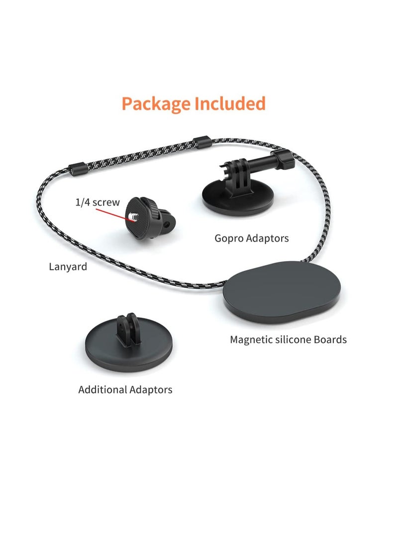 SYOSI - SYOSI Magnetic Neck Selfie Holder Action Camera Mount Quick Release Plate Chest Shoulder Support Angle with Joint Mount for Hero 5 6 7 8 9 10 Black AKASO DJI Action iPhone Camera Video Shoot - Image 1