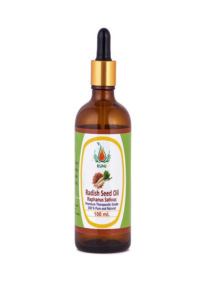 KUNJ Radish Seed Oil (Raphanus sativus) 100ML - 100% Pure & Natural, Undiluted, Cold Pressed - Therapeutic Grade Oil for Skin Care, Hair Strengthening, Scalp Nourishment & Shine - Image 1