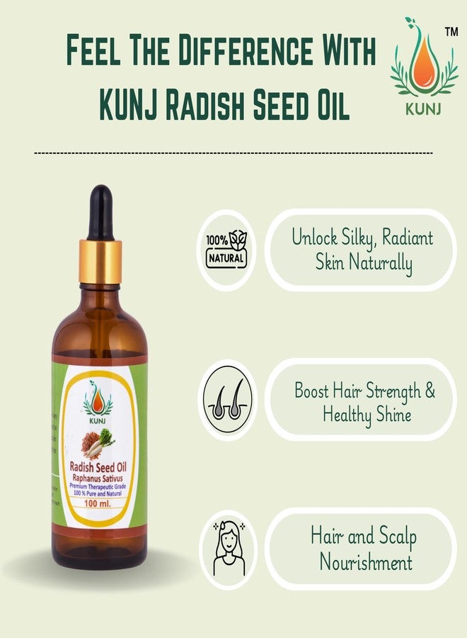 KUNJ Radish Seed Oil (Raphanus sativus) 100ML - 100% Pure & Natural, Undiluted, Cold Pressed - Therapeutic Grade Oil for Skin Care, Hair Strengthening, Scalp Nourishment & Shine - Image 2