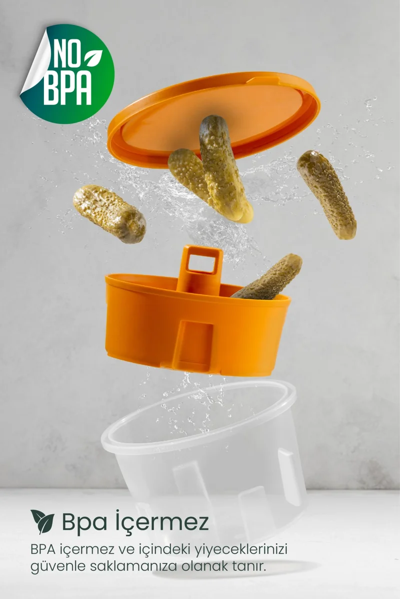 فينيف Set of 3 Colorful Presentation Bowls, Olives, Pickles, Cheese, Multi-Purpose Storage Container with Strainer