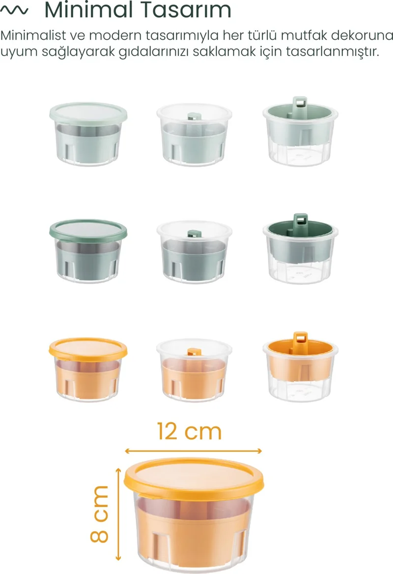 فينيف Set of 3 Colorful Presentation Bowls, Olives, Pickles, Cheese, Multi-Purpose Storage Container with Strainer