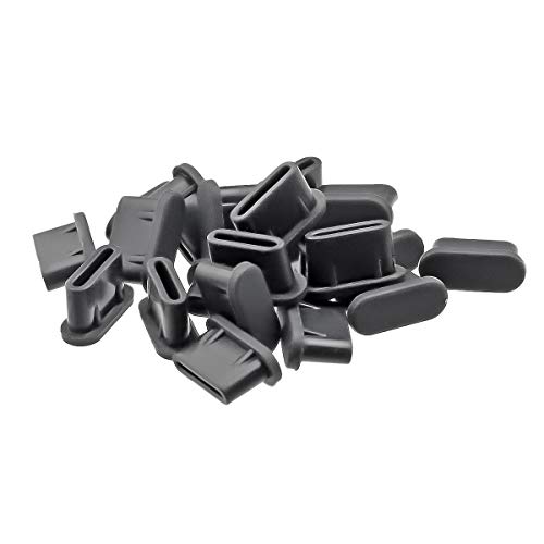 TOPPROS Pack of 20 Type C Silicone Protectors Cap Port Cover Anti Dust(0.37 x 0.16 x 0.24 inches) Black - Image 1