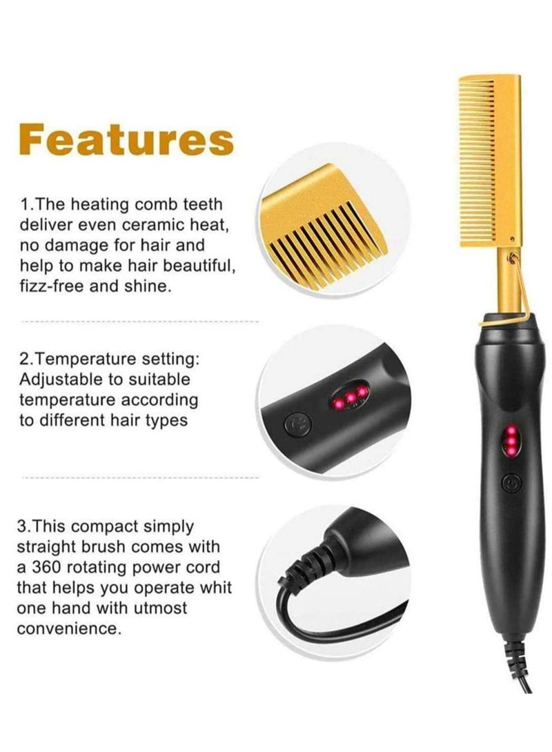 2 in 1 Hot Comb Straightener Electric Hair Straightener Hair Curler Wet Dry Use Hair Flat Irons Hot Heating Comb For Hair - Image 4