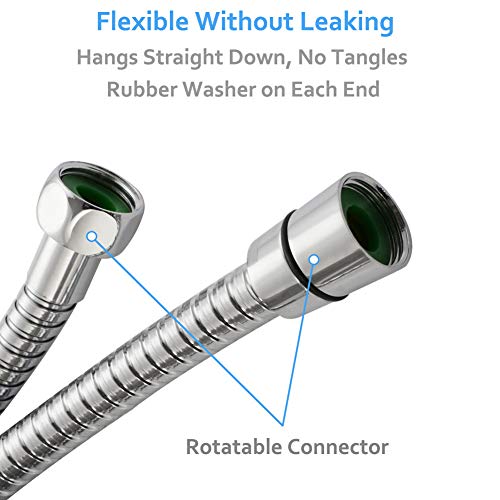 Angle Simple Extra Long Hand Shower Hose 118", Angle Simple Stainless Steel Flexible Shower Extension Hose Replacement 1/2" IPS, No Tangles, Chrome - Image 4