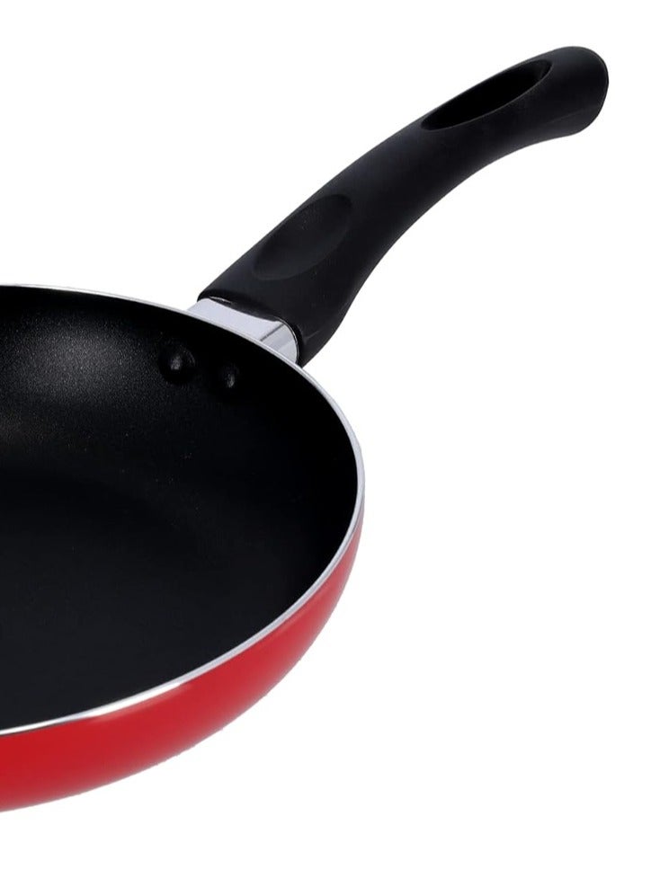 Bisbell 3 Layer Non-Stick Coating Fry Pan With  Ergonomic Handle Red 26 Cm,BB1733 - Image 3