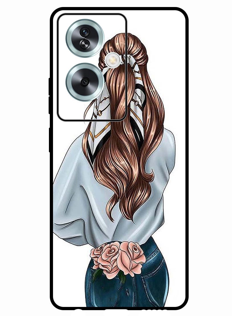 Theodor Protective Case Anti Scratch Shock Proof Bumper Cover For Oppo A79 5G Pink Rose Girl - Image 1