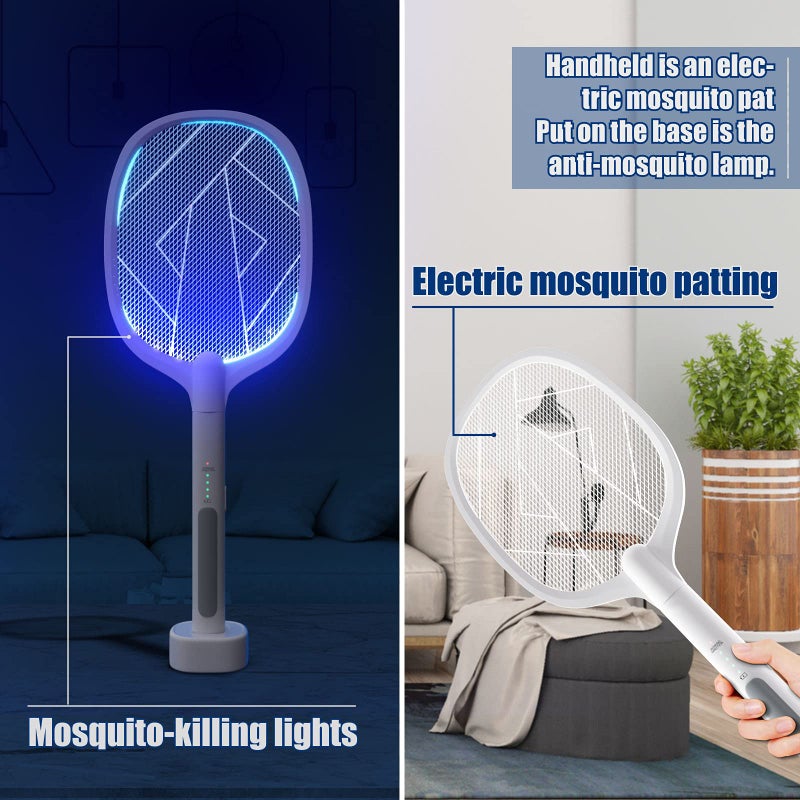 RTYFGH 2 in 1 Bug Zapper, Electric Fly Swatter Mosquitoes Killing Without Waving Hands, Fly Zapper Indoor Mosquito Swatter Suitable for Home and Outdoor, 3000 Volts & USB Charger - Image 2