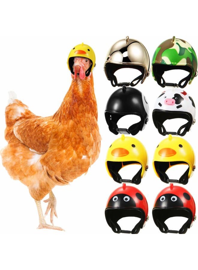 Skylety 8-Piece Chicken Helmet Pet Safety Helmet Funny Bird Hat Headwear Small Pet Hard Hat Accessories for Chicken Bird Parrot Parakeet (Camouflage, Yellow, Red, 1.57 x 1.77 inches) - Image 1