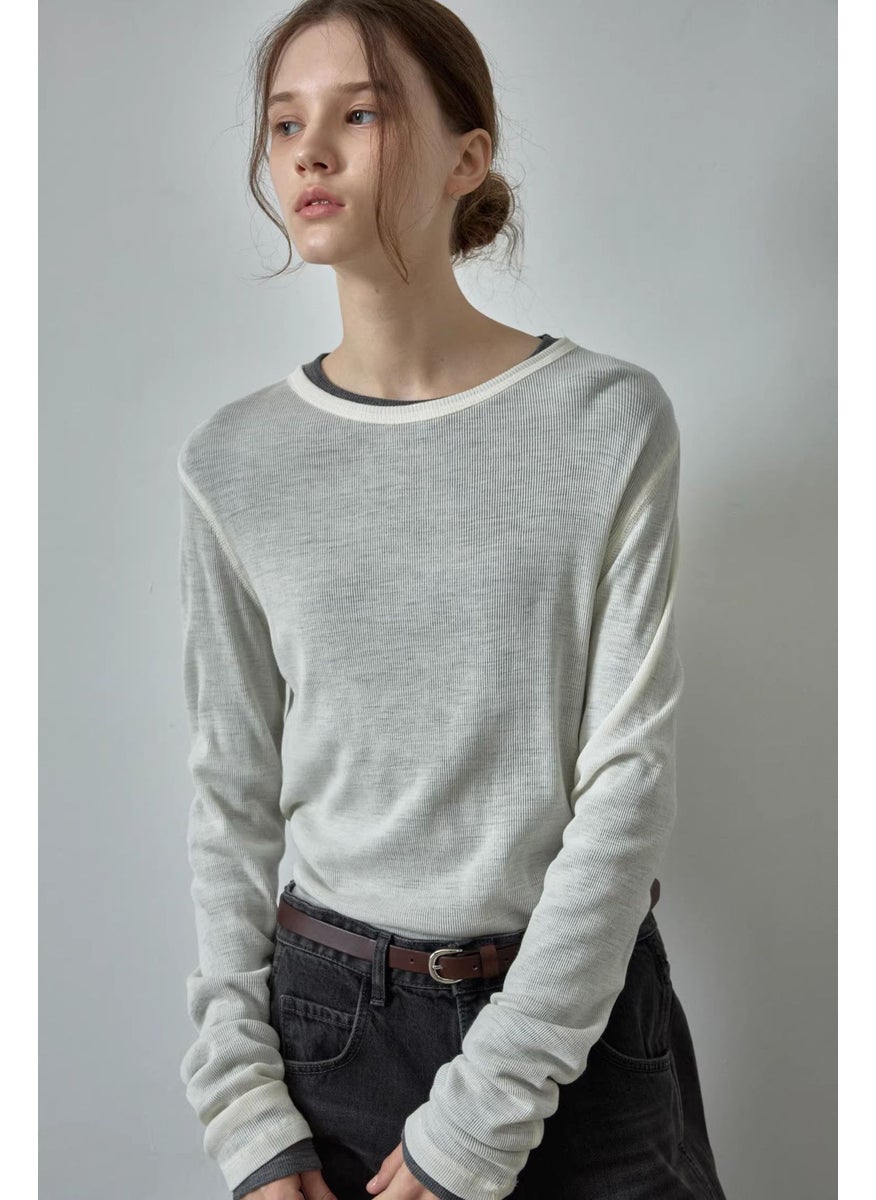Generic - New Arrival Autumn/Winter FAC*DE PATTE*NSimpleRound NeckSlimmingslims T-Shirt Solid Color Wool Base Layer Top From China Ivory white - Image 1