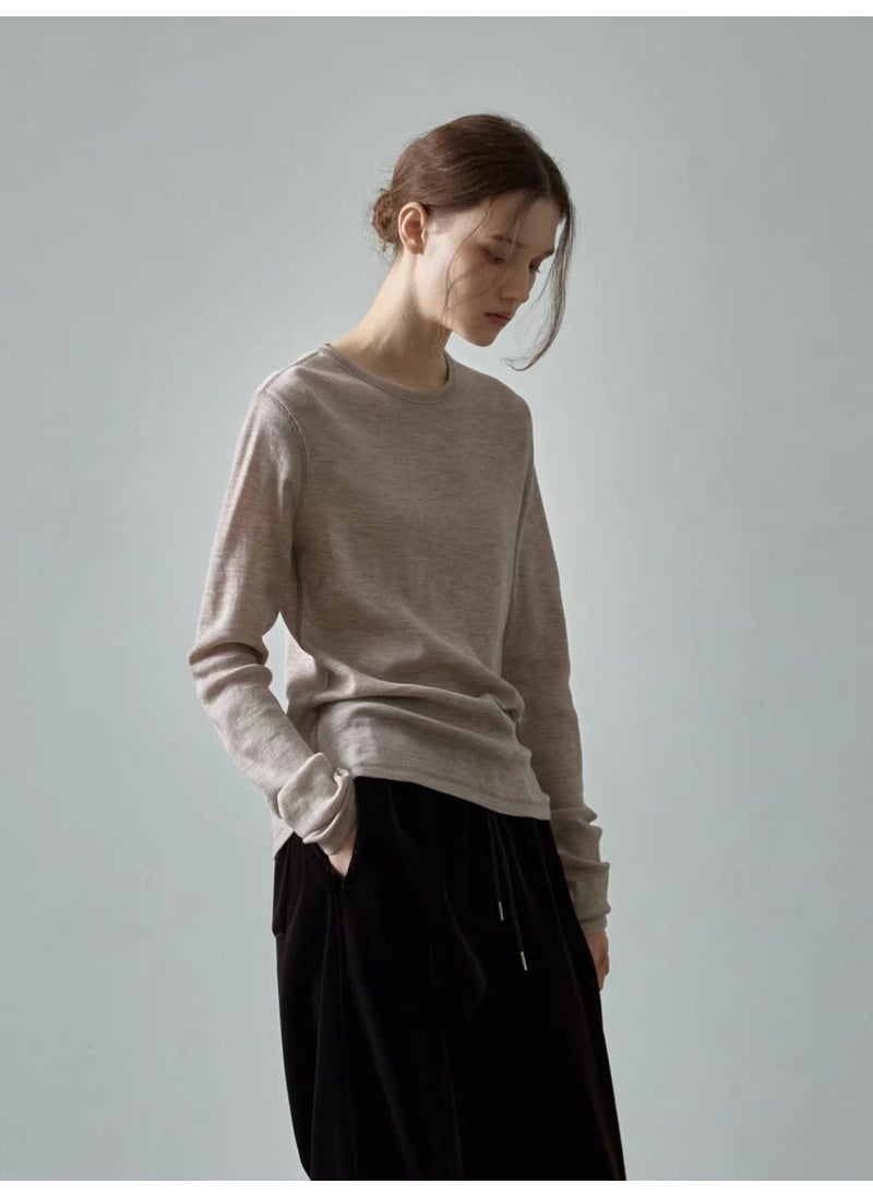 Generic - New Arrival Autumn/Winter FAC*DE PATTE*NSimpleRound NeckSlimmingslims T-Shirt Solid Color Wool Base Layer Top From China Ivory white - Image 1