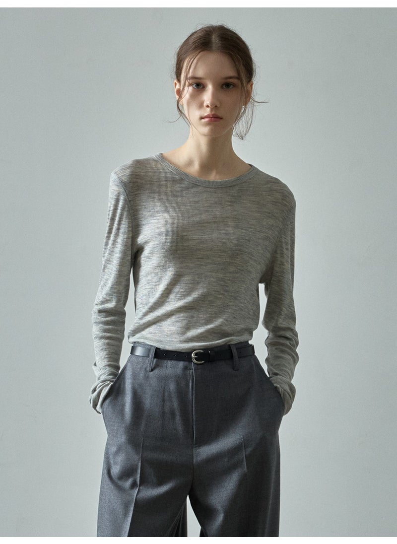 Generic - New Arrival Autumn/Winter FAC*DE PATTE*NSimpleRound NeckSlimmingslims T-Shirt Solid Color Wool Base Layer Top From China Ivory white - Image 1