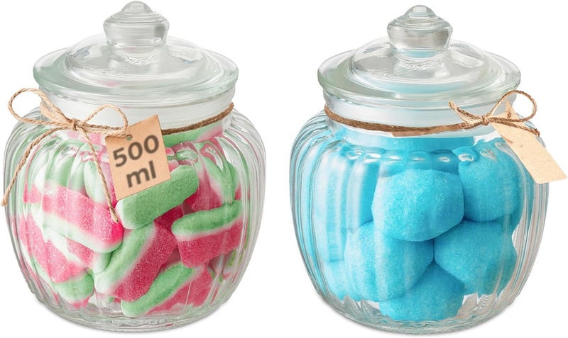 WRINGO 2000ML Clear Glass Storage Jar With Air Tight Glass Lids- Airtight Food Jars Glass Kitchen Containers For Pantry, Pickle Jar, Sugar Pasta Cereal Flour Sugar Storage Jar (WR-01, Set of 2) - Image 1